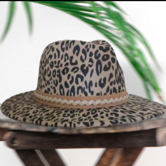Classic Leopard Print Fedora Cap Braided Belt NWOT Jazz Hats Adjustable *HP* - Picture 5 of 8